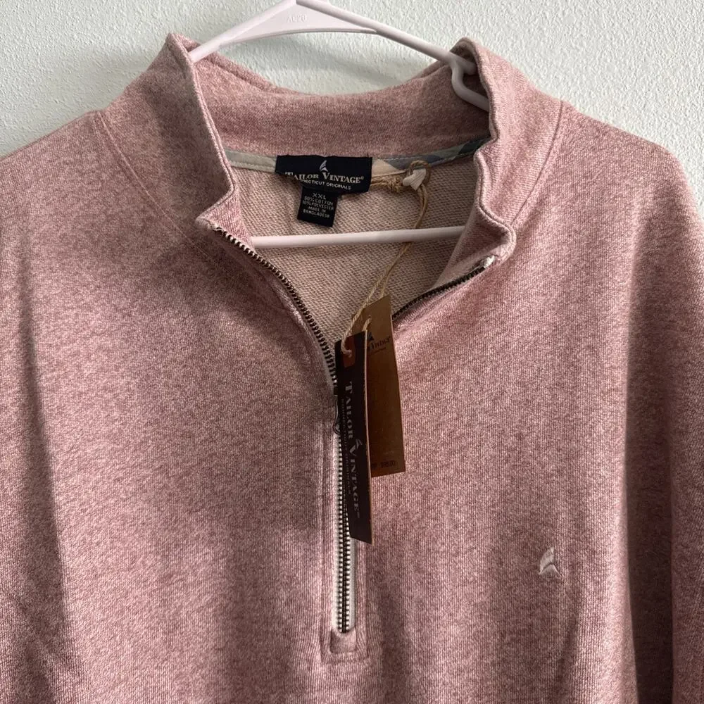 Tailor Vintage Pullover sweater heather red 1/4 zip‎ sweateshirt Mens XXL NWT